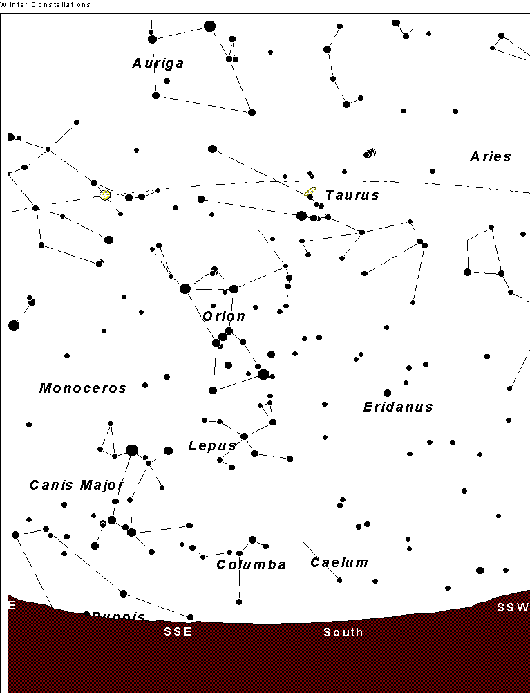Winter Constellation Chart